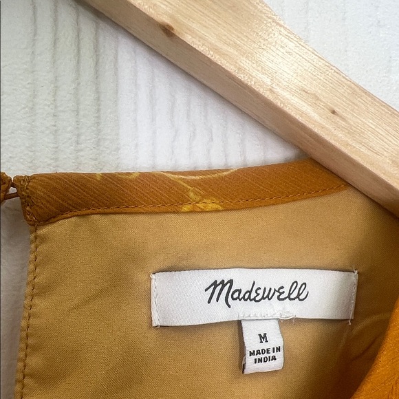 Madewell - Ruffle Shoulder Peplum Tonal Lined Botanical Blouse Size Medium - Picture 8 of 11